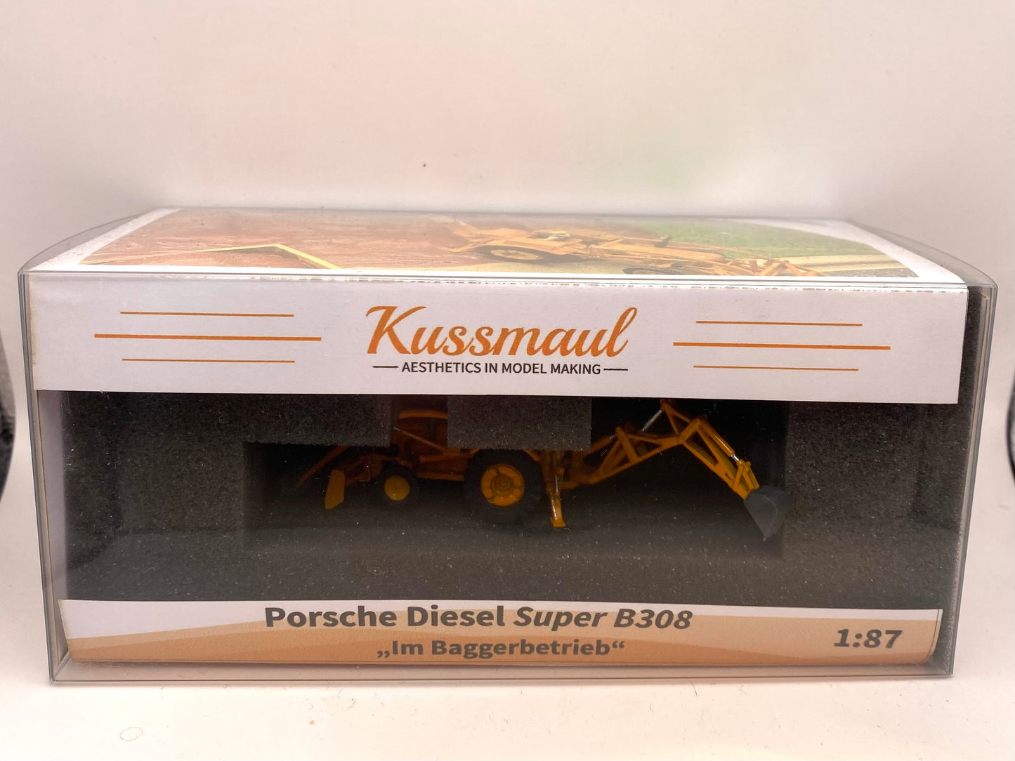 Porsche Diesel Super B308 "im Baggerbetrieb" - Traktor, Baggerlader, Baumaschine H0, 1:87